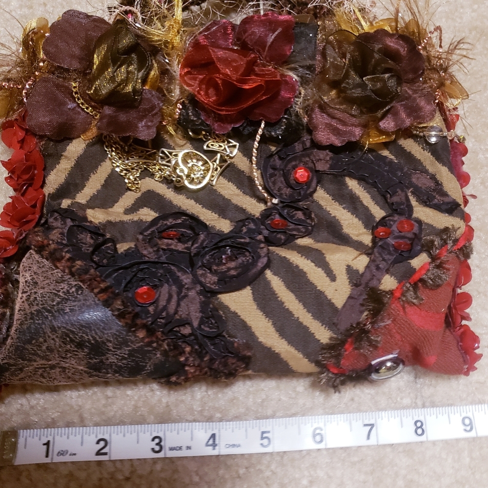 One-of-a-Kind OOAK Vintage Handmade Mini Bag - 3D Floral & Earthy - Picture 3 of 14